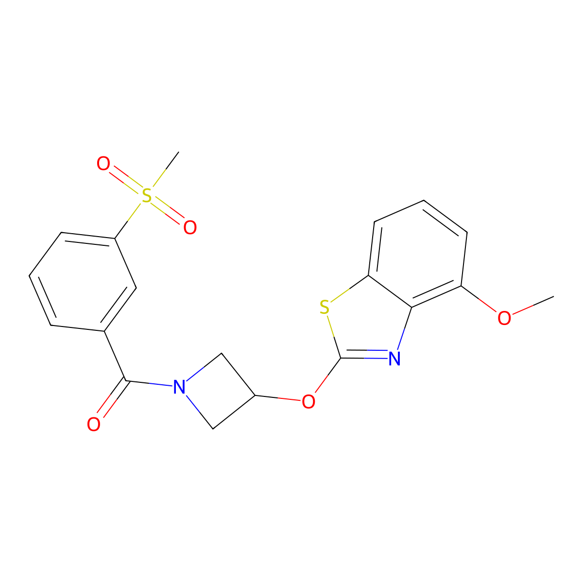 (3-((4-Methoxybenzo[d]thiazol-2-yl)oxy)azetidin-1-yl)(3-(methylsulfonyl)phenyl)methanone molecular structure, CAS 1421512-25-5