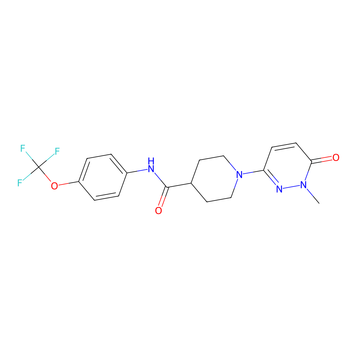 1-(1-methyl-6-oxo-1,6-dihydropyridazin-3-yl)-N-(4-(trifluoromethoxy)phenyl)piperidine-4-carboxamide molecular structure, CAS 1421512-26-6
