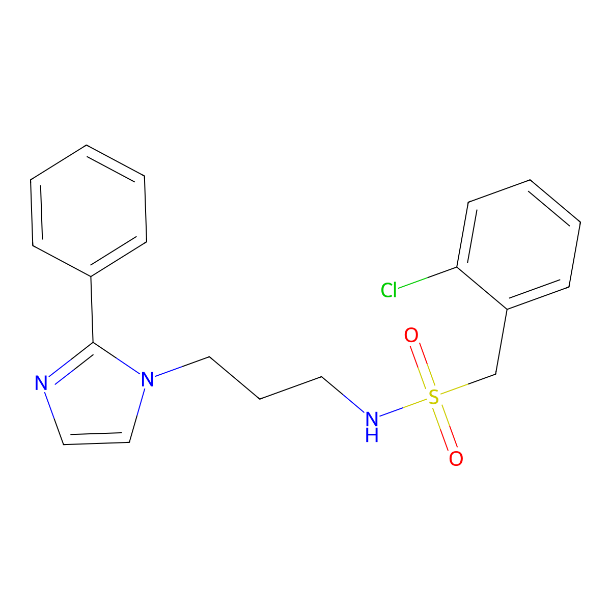 1-(2-chlorophenyl)-N-(3-(2-phenyl-1H-imidazol-1-yl)propyl)methanesulfonamide molecular structure, CAS 1421512-38-0