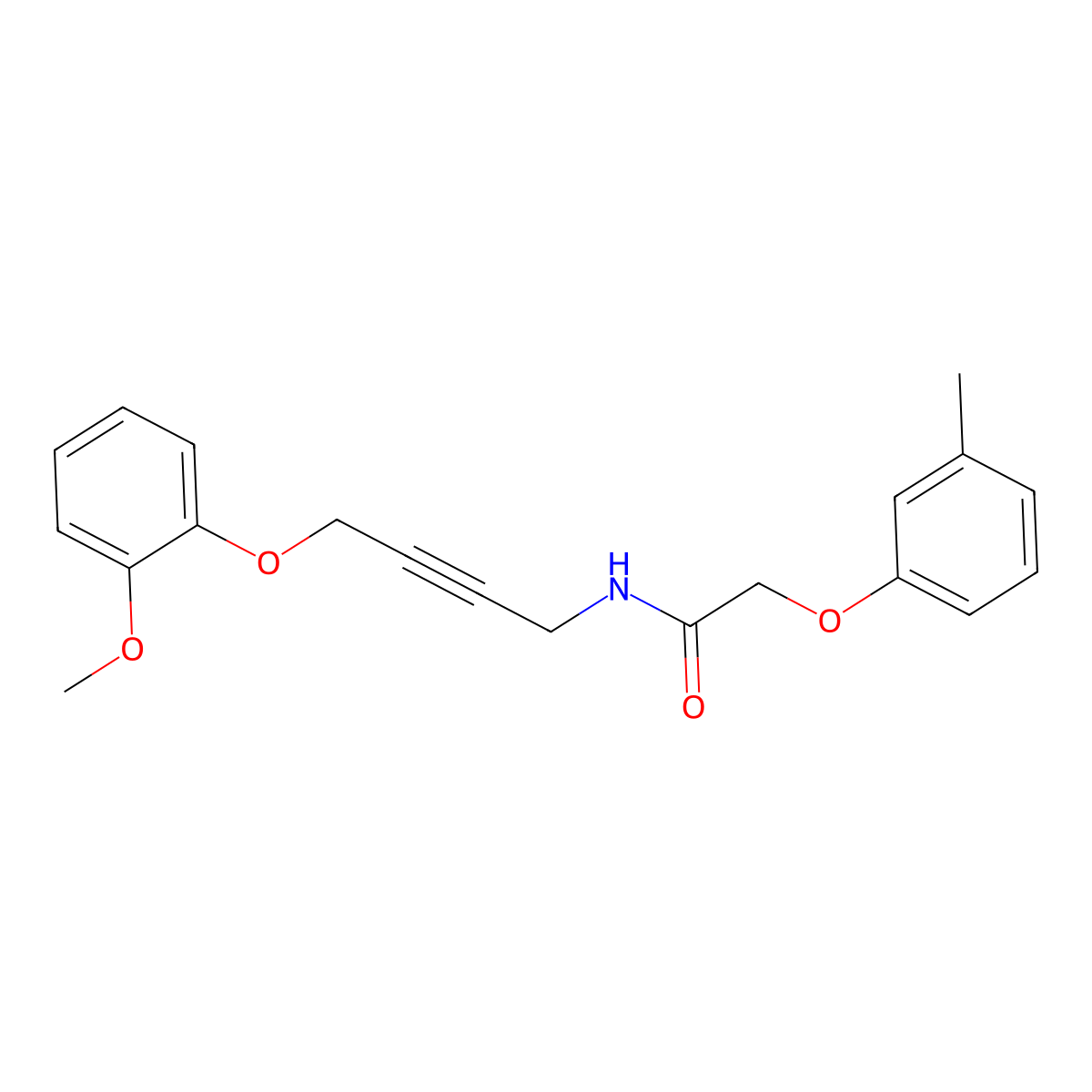 N-(4-(2-methoxyphenoxy)but-2-yn-1-yl)-2-(m-tolyloxy)acetamide molecular structure, CAS 1421512-51-7
