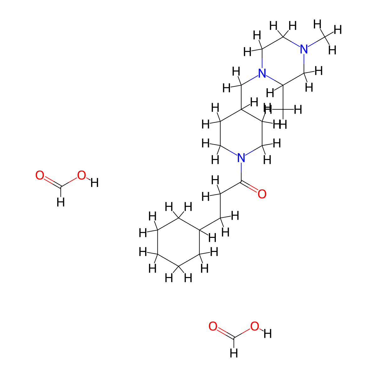3-Cyclohexyl-1-(4-((2,4-dimethylpiperazin-1-yl)methyl)piperidin-1-yl)propan-1-one diformate molecular structure, CAS 1421512-58-4