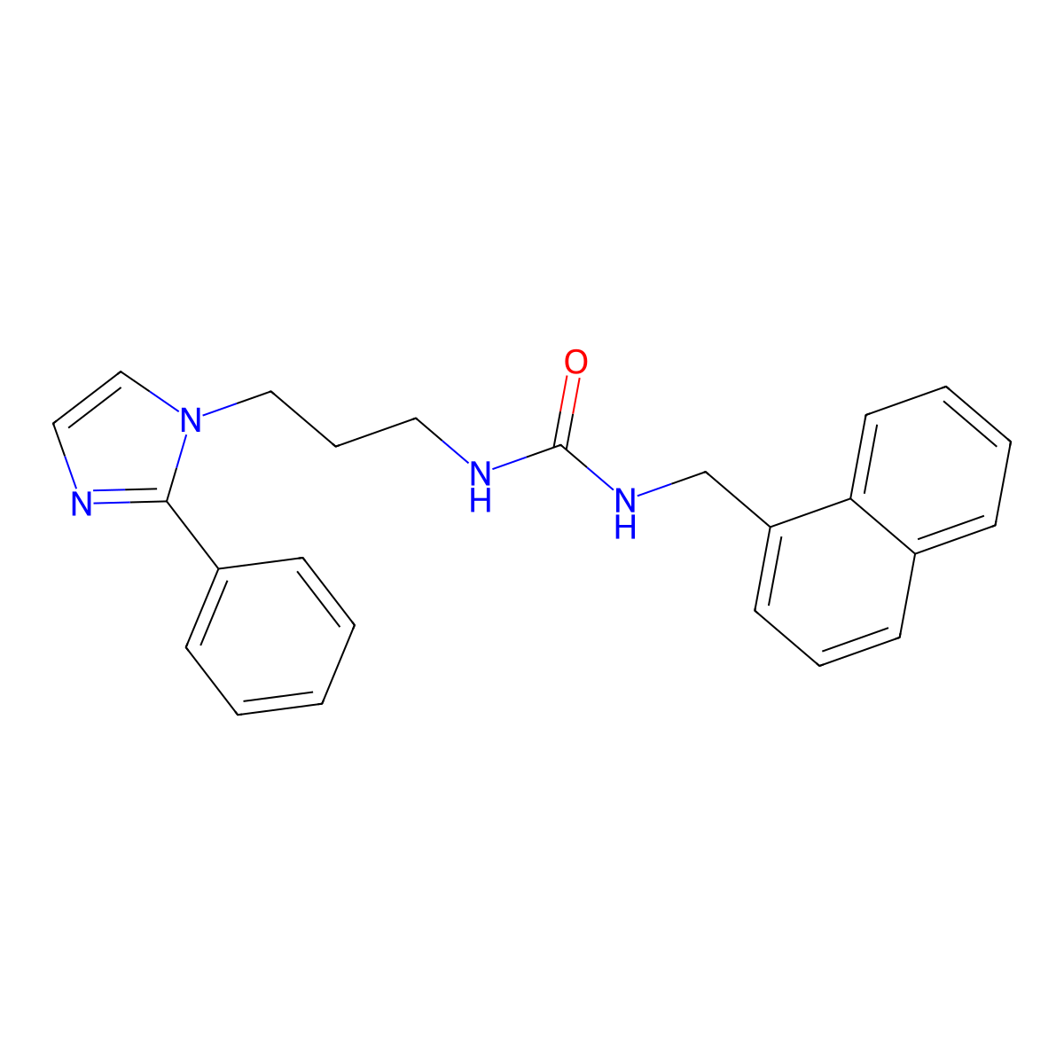 1-(naphthalen-1-ylmethyl)-3-(3-(2-phenyl-1H-imidazol-1-yl)propyl)urea molecular structure, CAS 1421512-71-1