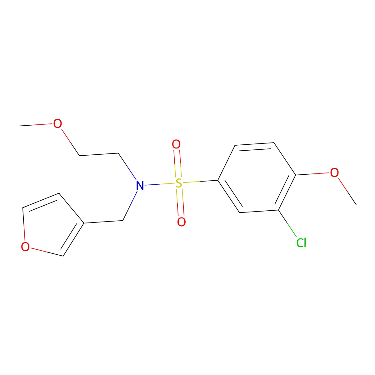 3-chloro-N-(furan-3-ylmethyl)-4-methoxy-N-(2-methoxyethyl)benzenesulfonamide molecular structure, CAS 1421512-73-3
