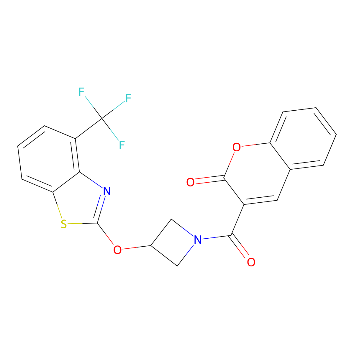 3-(3-((4-(trifluoromethyl)benzo[d]thiazol-2-yl)oxy)azetidine-1-carbonyl)-2H-chromen-2-one molecular structure, CAS 1421512-75-5