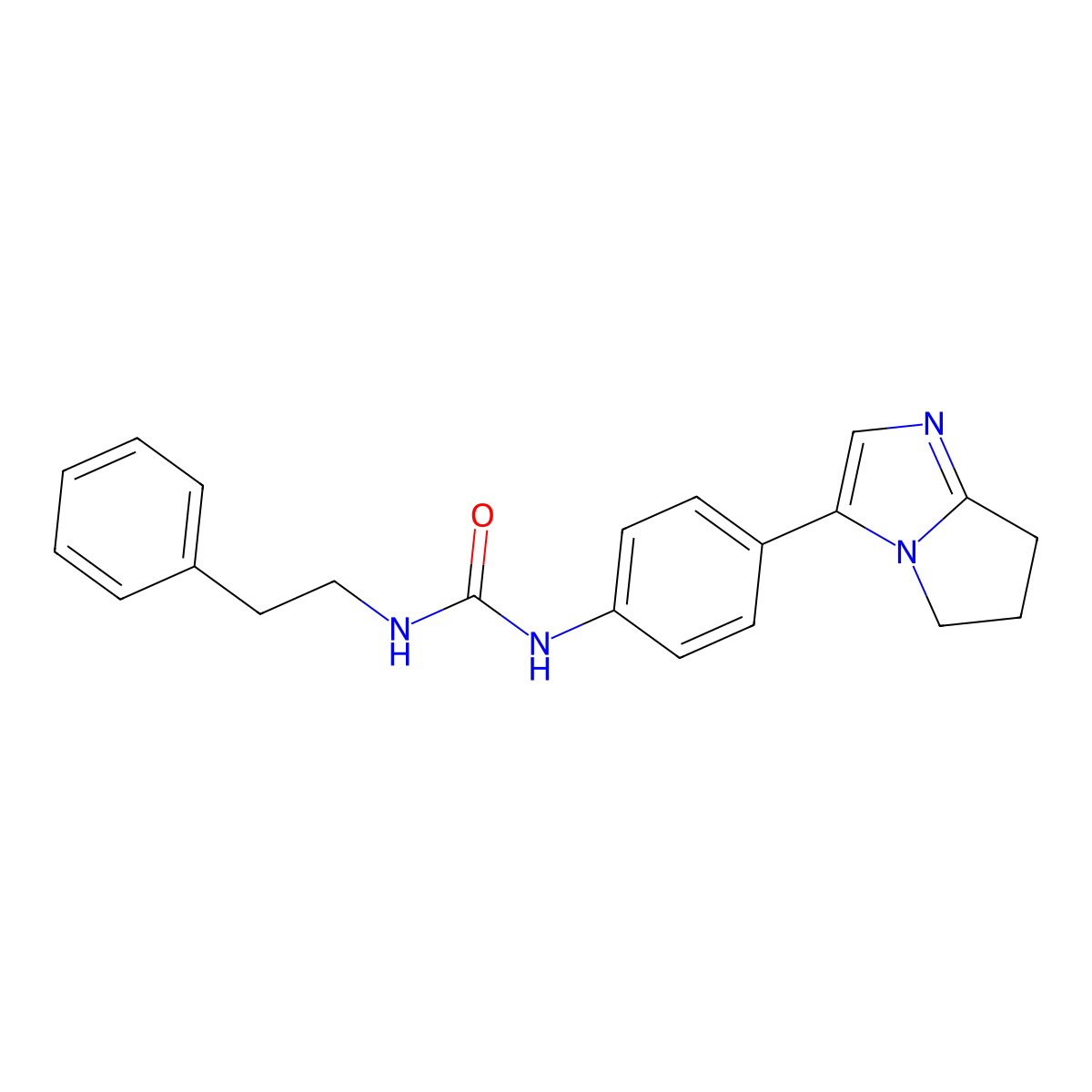 1-(4-(6,7-dihydro-5H-pyrrolo[1,2-a]imidazol-3-yl)phenyl)-3-phenethylurea molecular structure, CAS 1421512-87-9