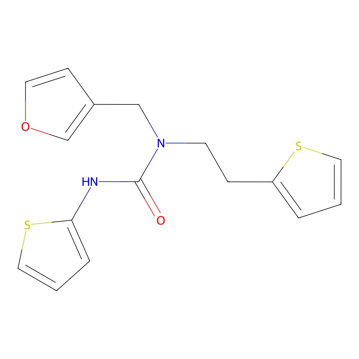 1-(Furan-3-ylmethyl)-3-(thiophen-2-yl)-1-(2-(thiophen-2-yl)ethyl)urea molecular structure, CAS 1421512-94-8