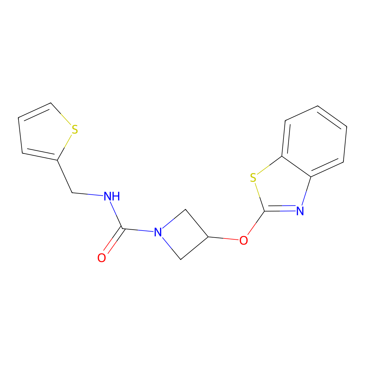 3-(benzo[d]thiazol-2-yloxy)-N-(thiophen-2-ylmethyl)azetidine-1-carboxamide molecular structure, CAS 1421512-97-1
