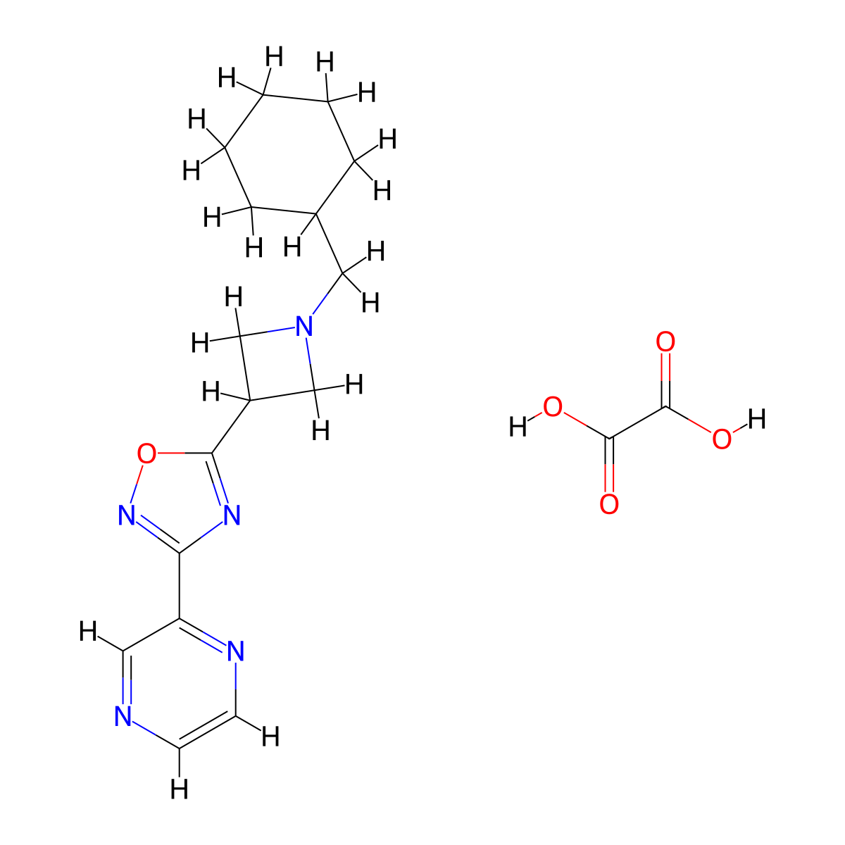 5-(1-(Cyclohexylmethyl)azetidin-3-yl)-3-(pyrazin-2-yl)-1,2,4-oxadiazole oxalate molecular structure, CAS 1421513-06-5