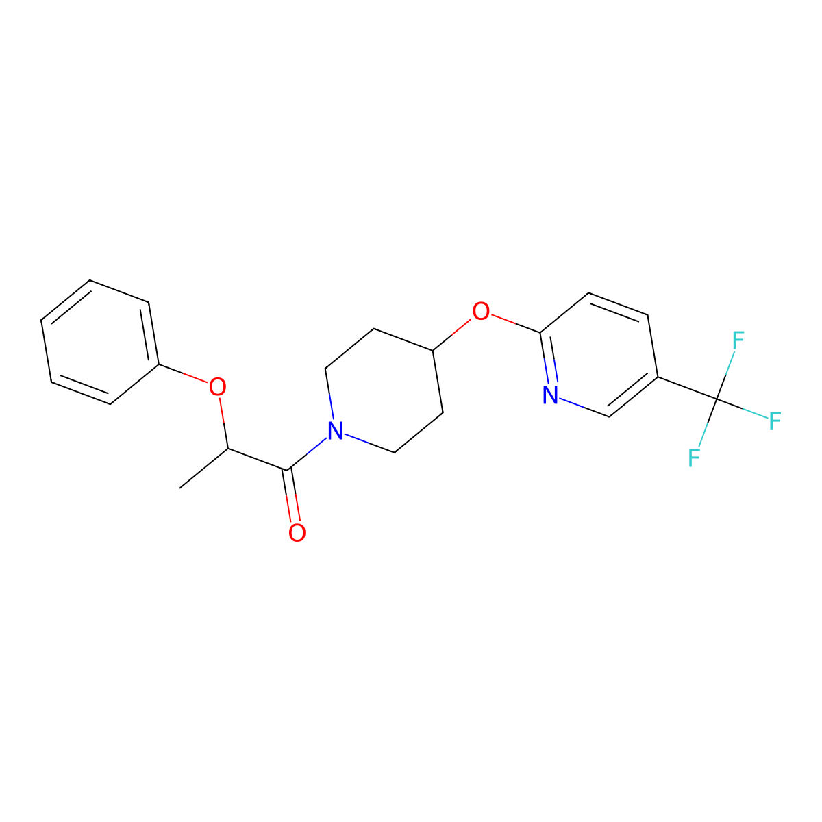 2-Phenoxy-1-(4-{[5-(trifluoromethyl)pyridin-2-YL]oxy}piperidin-1-YL)propan-1-one molecular structure, CAS 1421513-10-1