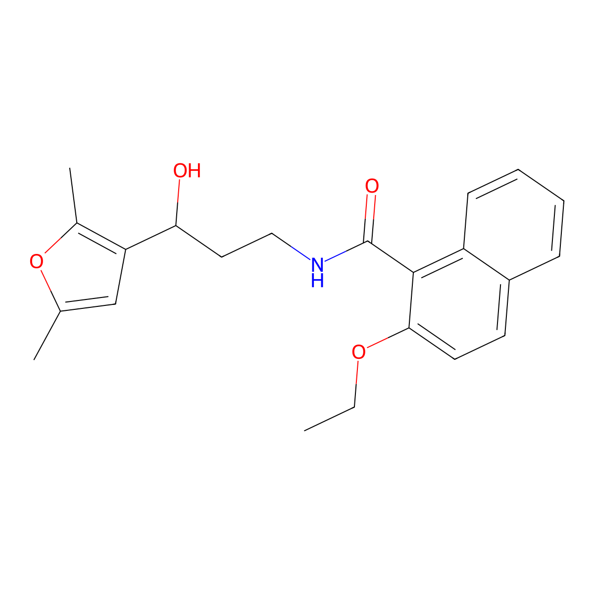 N-(3-(2,5-dimethylfuran-3-yl)-3-hydroxypropyl)-2-ethoxy-1-naphthamide molecular structure, CAS 1421513-13-4