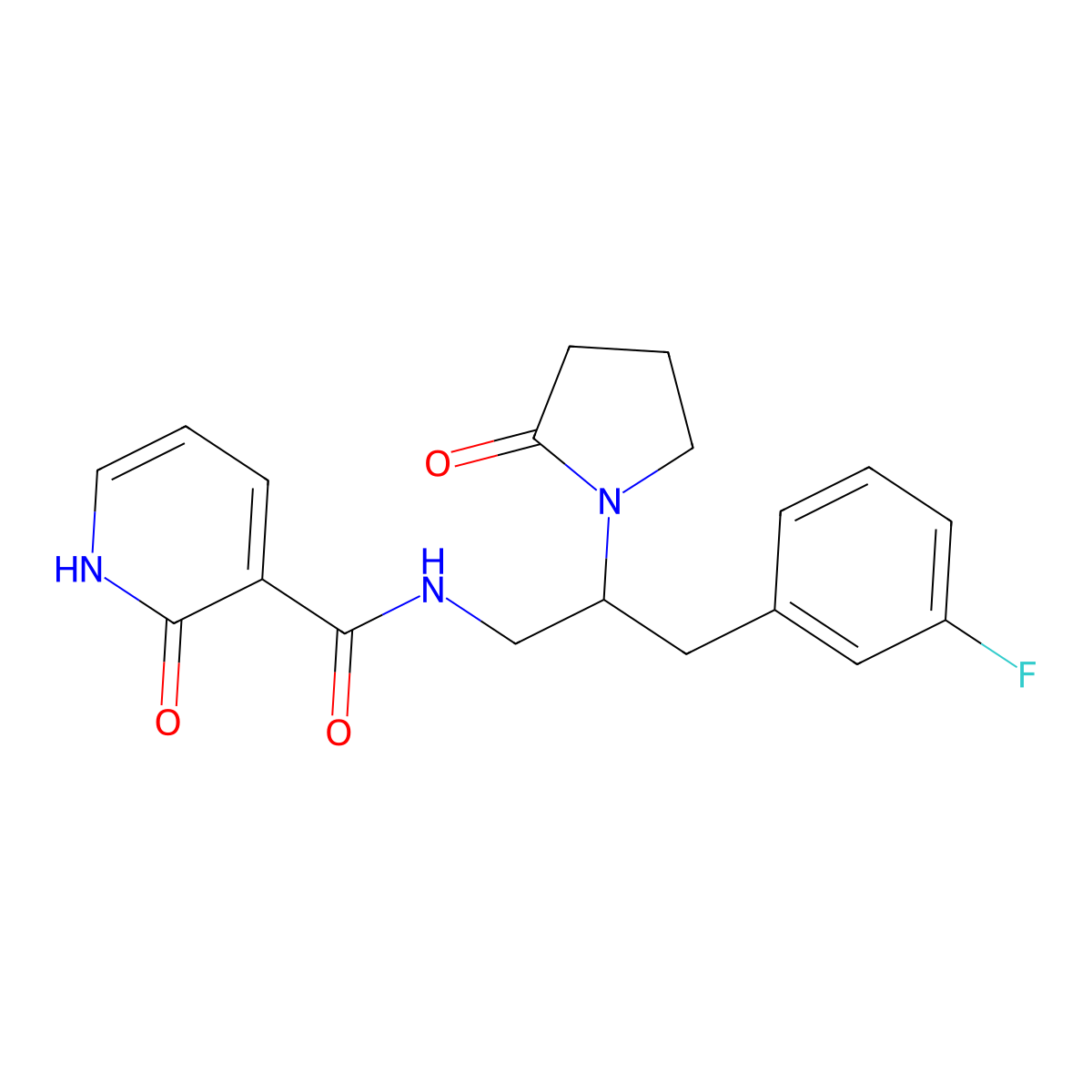 N-(3-(3-fluorophenyl)-2-(2-oxopyrrolidin-1-yl)propyl)-2-oxo-1,2-dihydropyridine-3-carboxamide molecular structure, CAS 1421513-16-7
