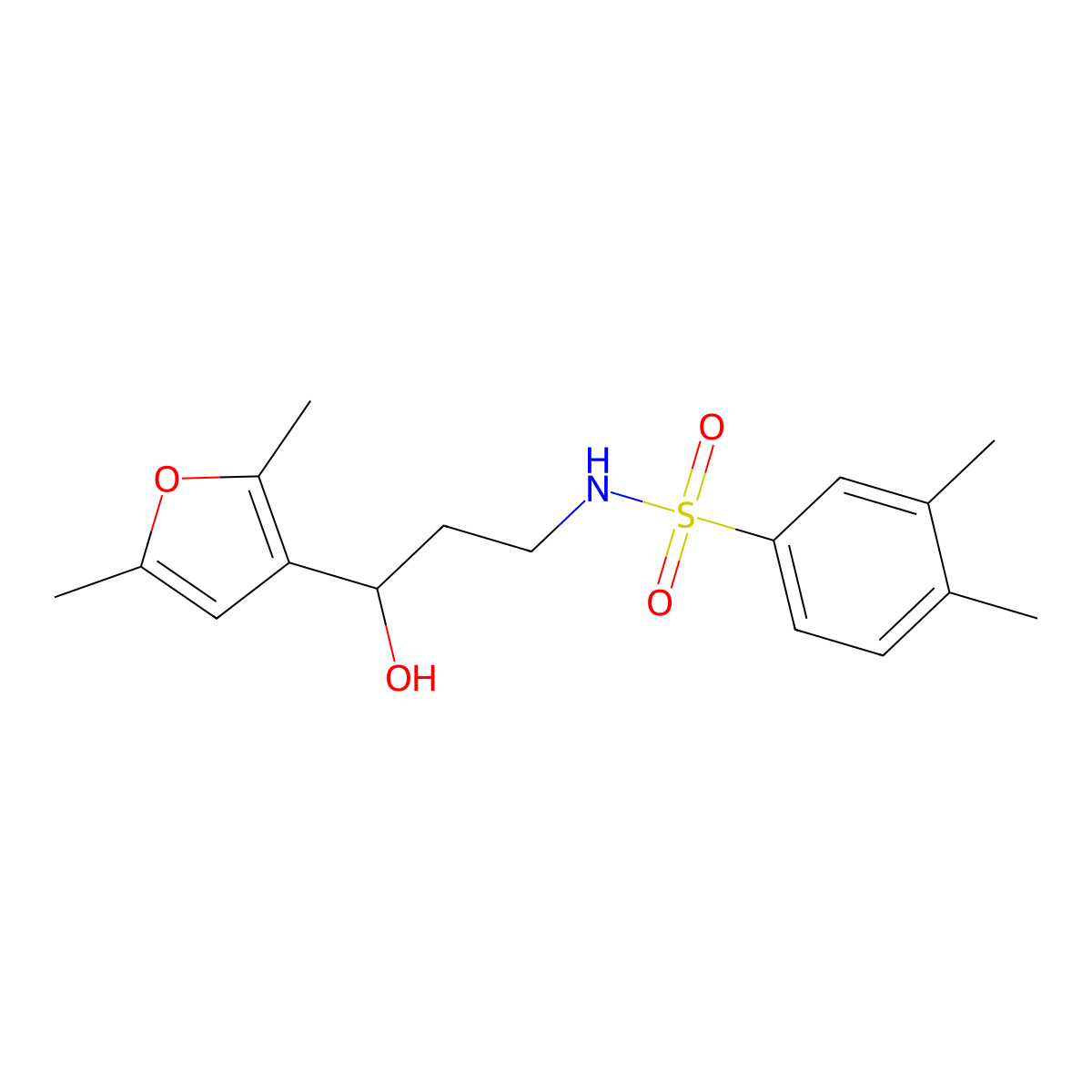 N-(3-(2,5-dimethylfuran-3-yl)-3-hydroxypropyl)-3,4-dimethylbenzenesulfonamide molecular structure, CAS 1421513-20-3