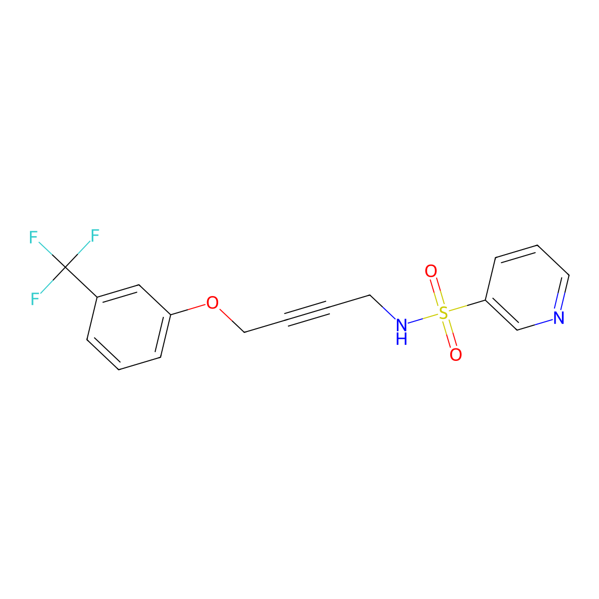 N-{4-[3-(Trifluoromethyl)phenoxy]but-2-YN-1-YL}pyridine-3-sulfonamide molecular structure, CAS 1421513-30-5