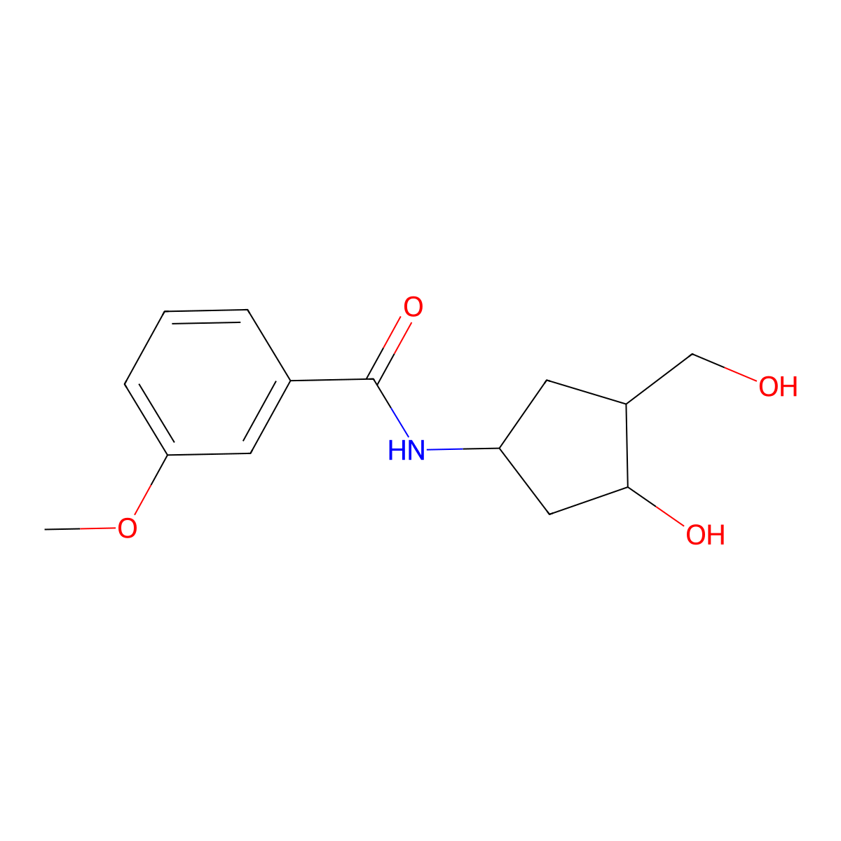 N-[3-Hydroxy-4-(hydroxymethyl)cyclopentyl]-3-methoxybenzamide molecular structure, CAS 1421513-34-9