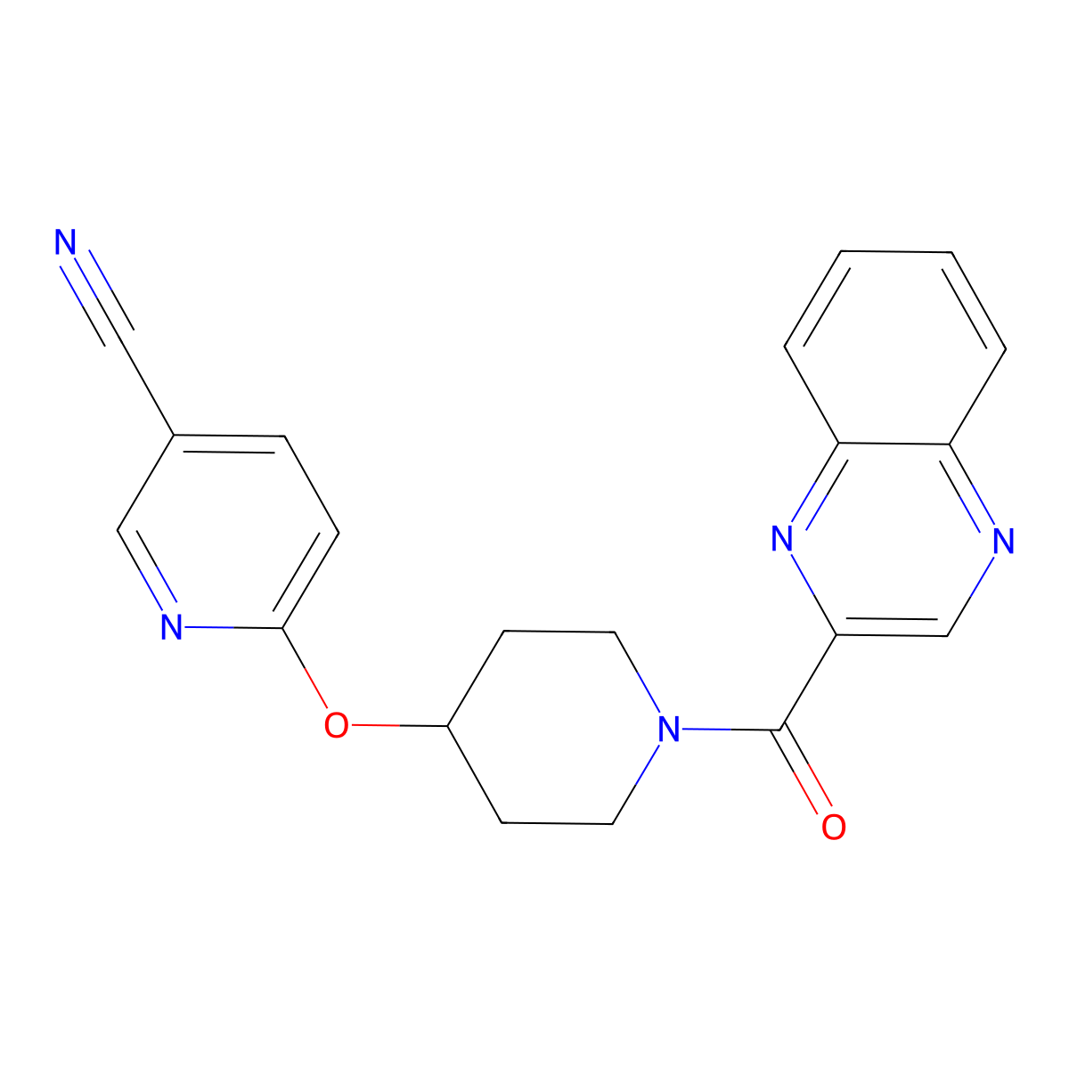 6-((1-(Quinoxaline-2-carbonyl)piperidin-4-yl)oxy)nicotinonitrile molecular structure, CAS 1421513-35-0