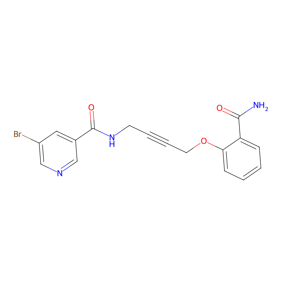 5-bromo-N-(4-(2-carbamoylphenoxy)but-2-yn-1-yl)nicotinamide molecular structure, CAS 1421513-39-4