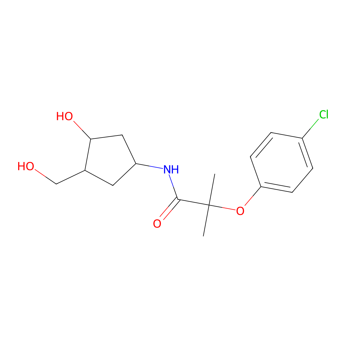 2-(4-Chlorophenoxy)-N-[3-hydroxy-4-(hydroxymethyl)cyclopentyl]-2-methylpropanamide molecular structure, CAS 1421513-42-9