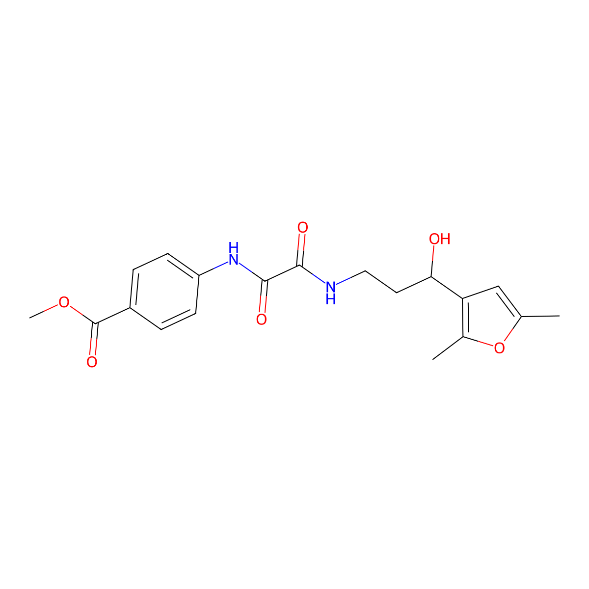 Methyl 4-(2-((3-(2,5-dimethylfuran-3-yl)-3-hydroxypropyl)amino)-2-oxoacetamido)benzoate molecular structure, CAS 1421513-52-1