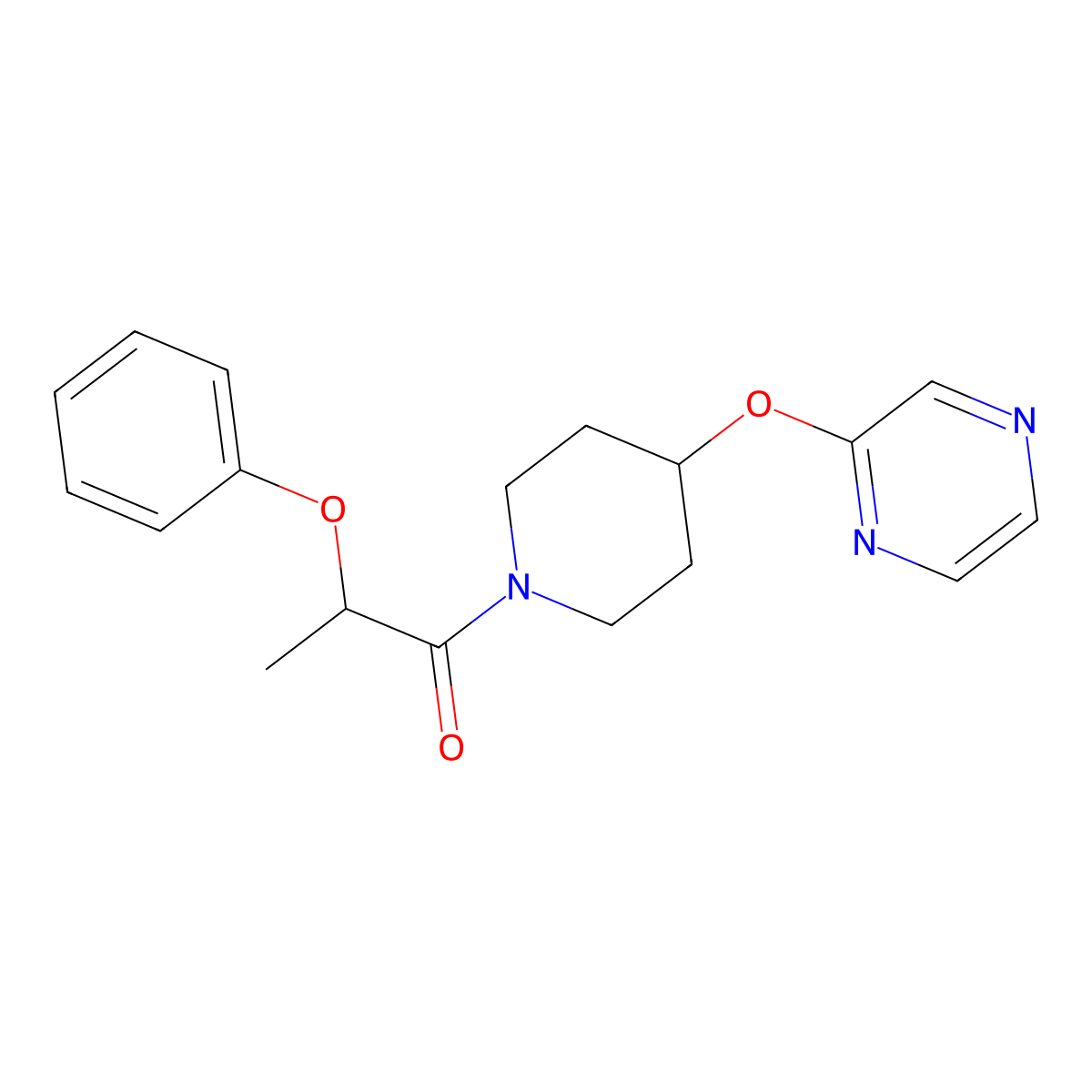 2-Phenoxy-1-[4-(pyrazin-2-yloxy)piperidin-1-YL]propan-1-one molecular structure, CAS 1421513-65-6