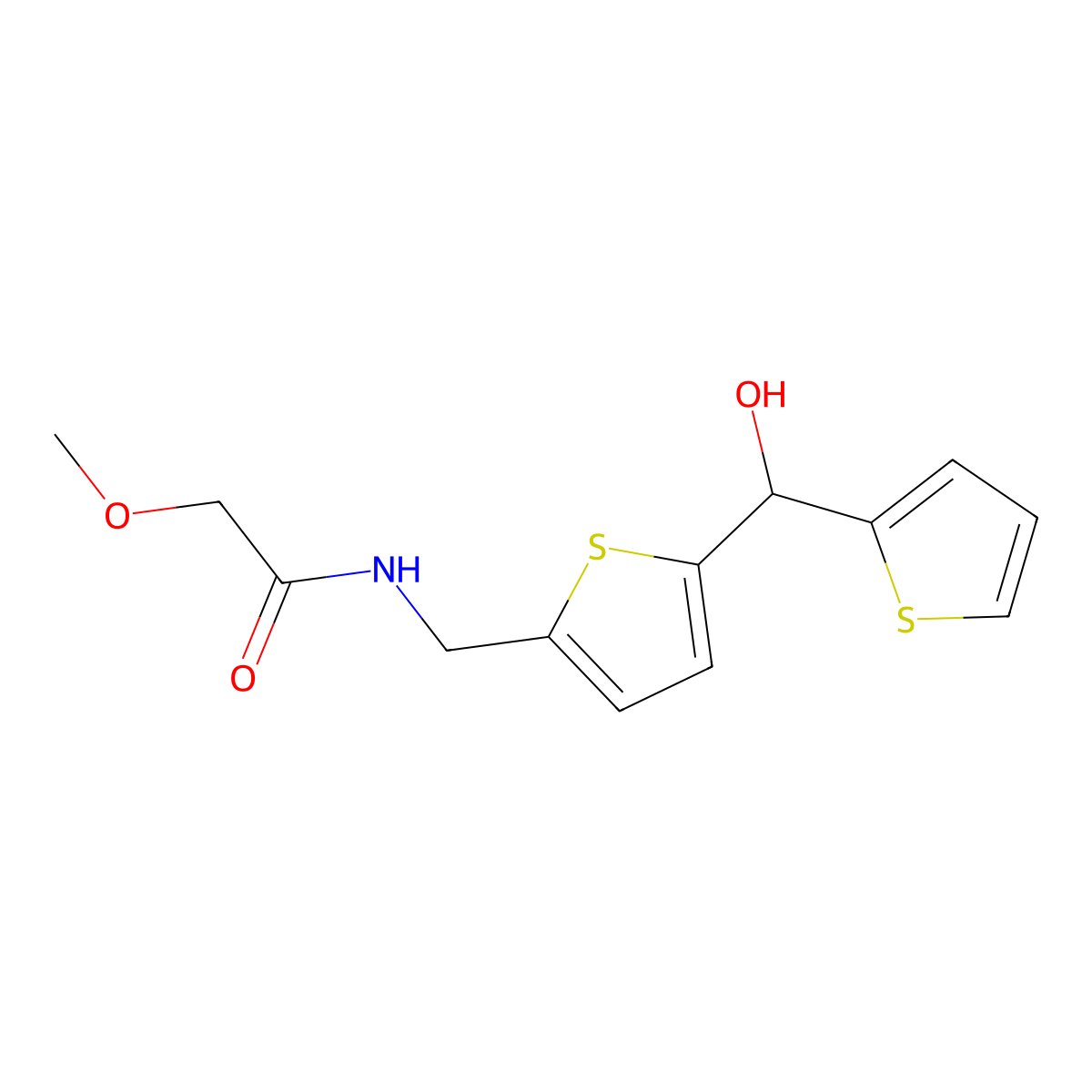 N-({5-[Hydroxy(thiophen-2-YL)methyl]thiophen-2-YL}methyl)-2-methoxyacetamide molecular structure, CAS 1421513-79-2