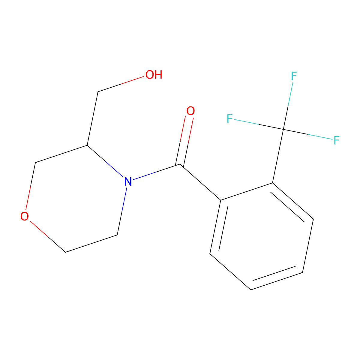 (3-(Hydroxymethyl)morpholino)(2-(trifluoromethyl)phenyl)methanone molecular structure, CAS 1421513-81-6