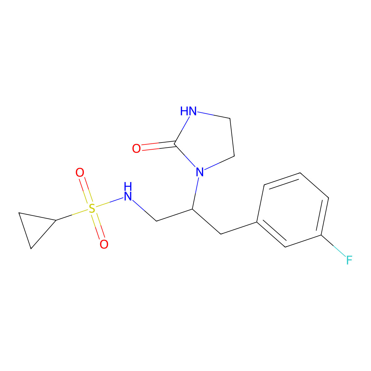 N-[3-(3-Fluorophenyl)-2-(2-oxoimidazolidin-1-YL)propyl]cyclopropanesulfonamide molecular structure, CAS 1421513-85-0