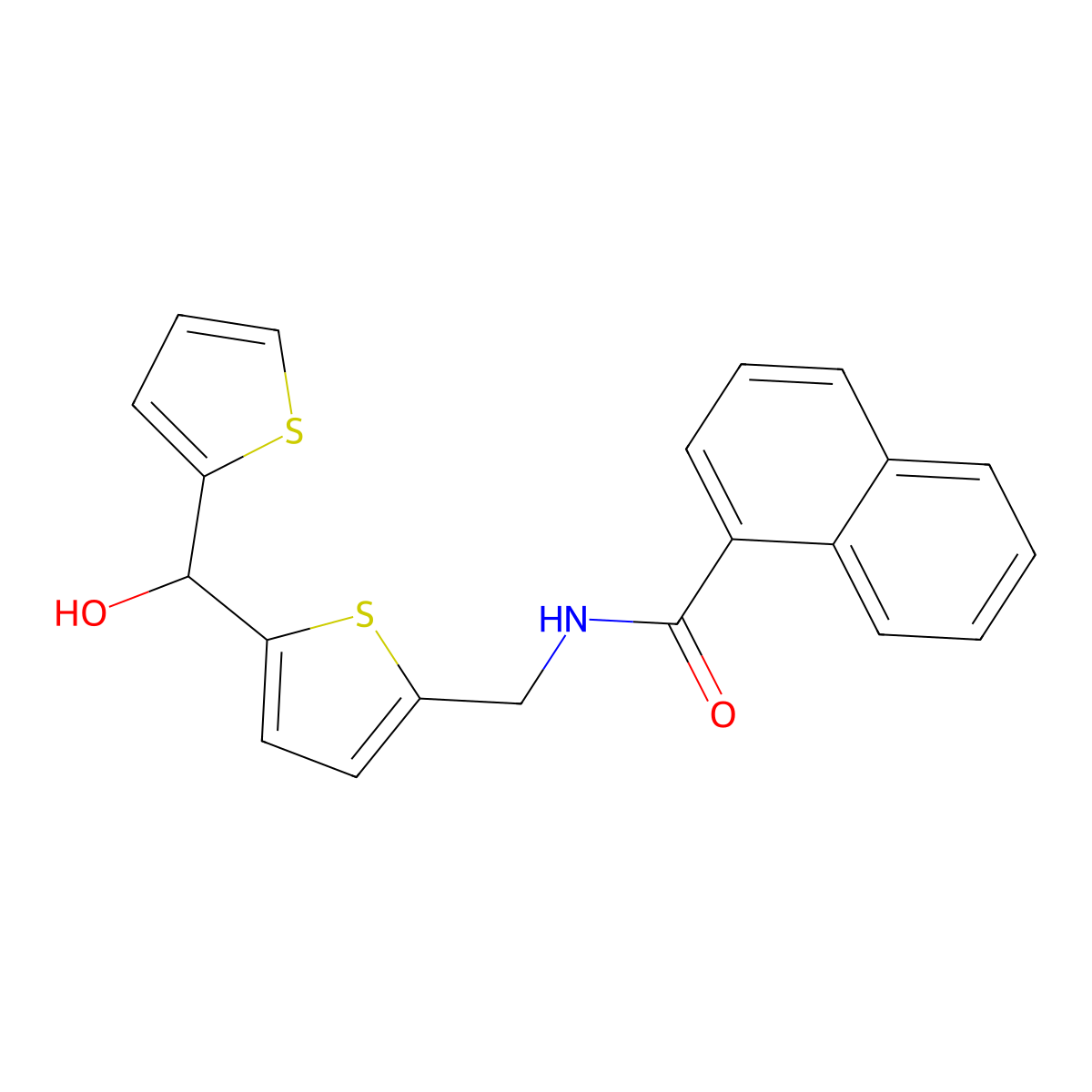 N-((5-(hydroxy(thiophen-2-yl)methyl)thiophen-2-yl)methyl)-1-naphthamide molecular structure, CAS 1421513-86-1