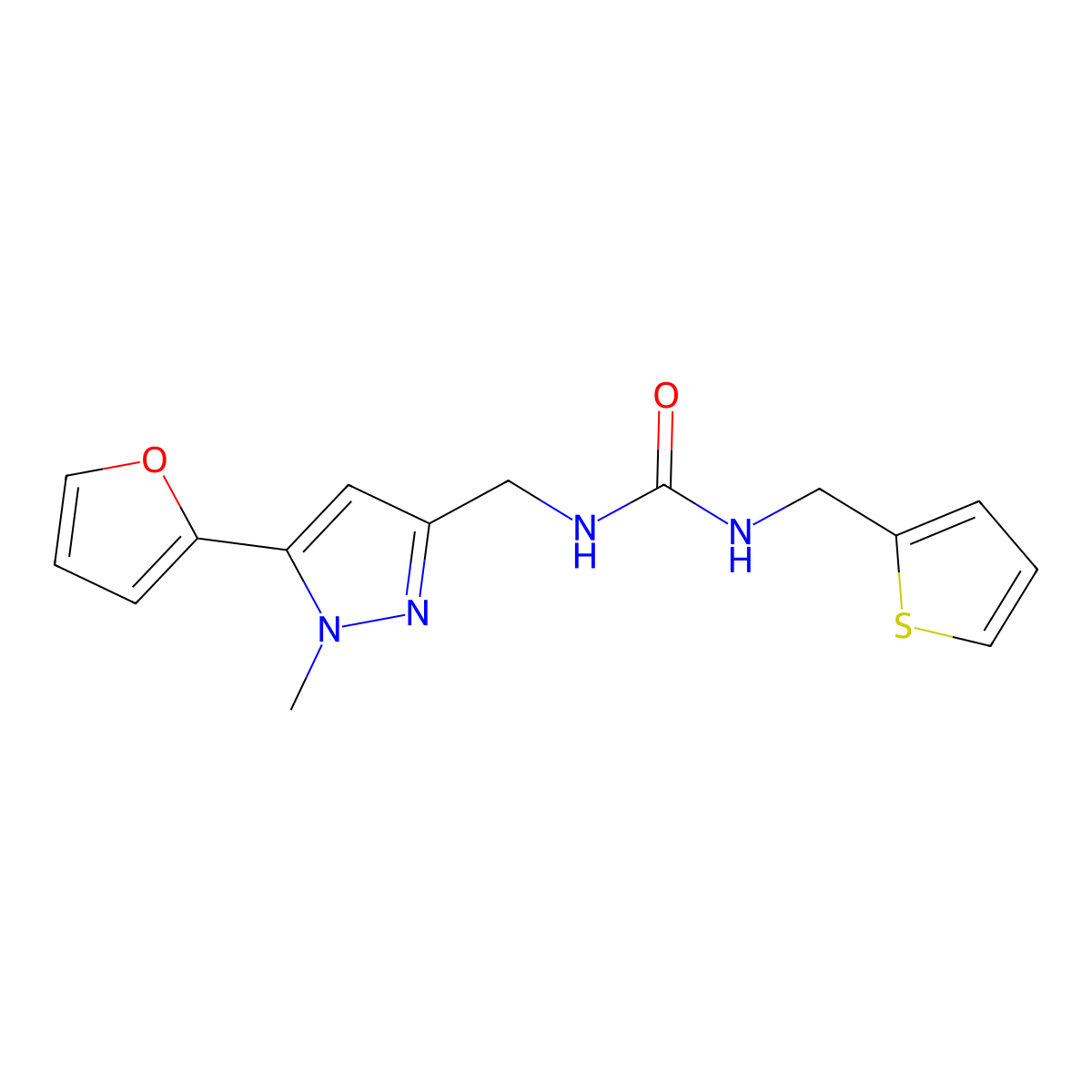 1-((5-(furan-2-yl)-1-methyl-1H-pyrazol-3-yl)methyl)-3-(thiophen-2-ylmethyl)urea molecular structure, CAS 1421513-94-1