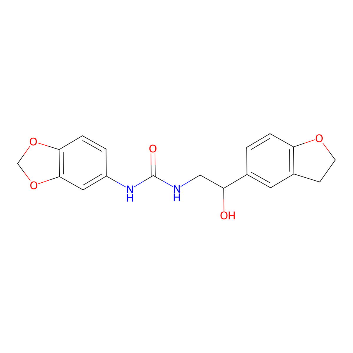 1-(Benzo[d][1,3]dioxol-5-yl)-3-(2-(2,3-dihydrobenzofuran-5-yl)-2-hydroxyethyl)urea molecular structure, CAS 1421513-97-4