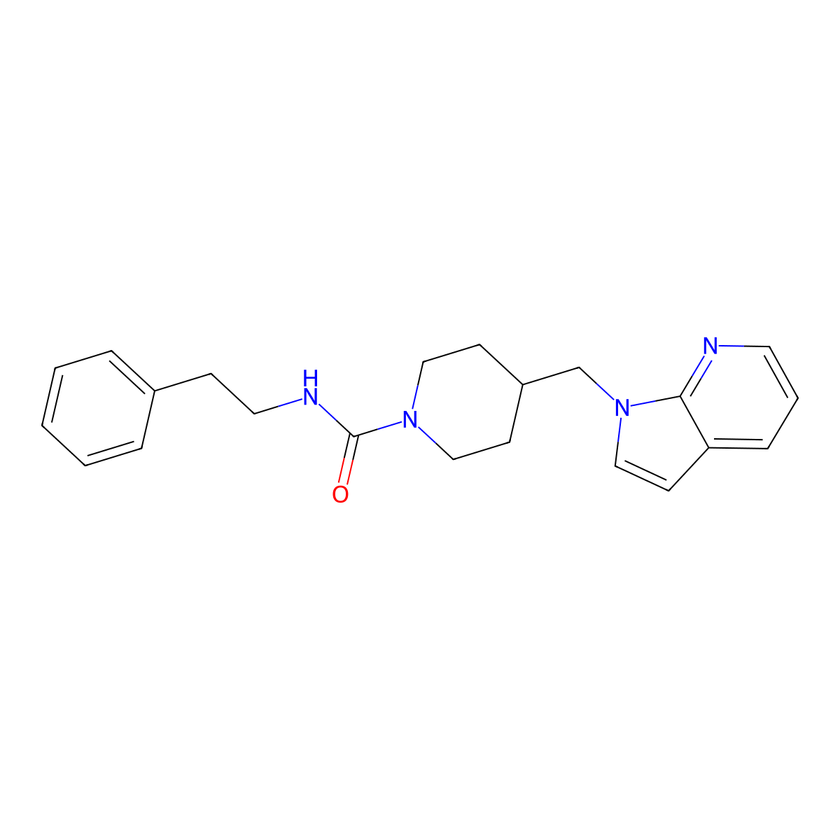 4-((1H-pyrrolo[2,3-b]pyridin-1-yl)methyl)-N-phenethylpiperidine-1-carboxamide molecular structure, CAS 1421514-03-5