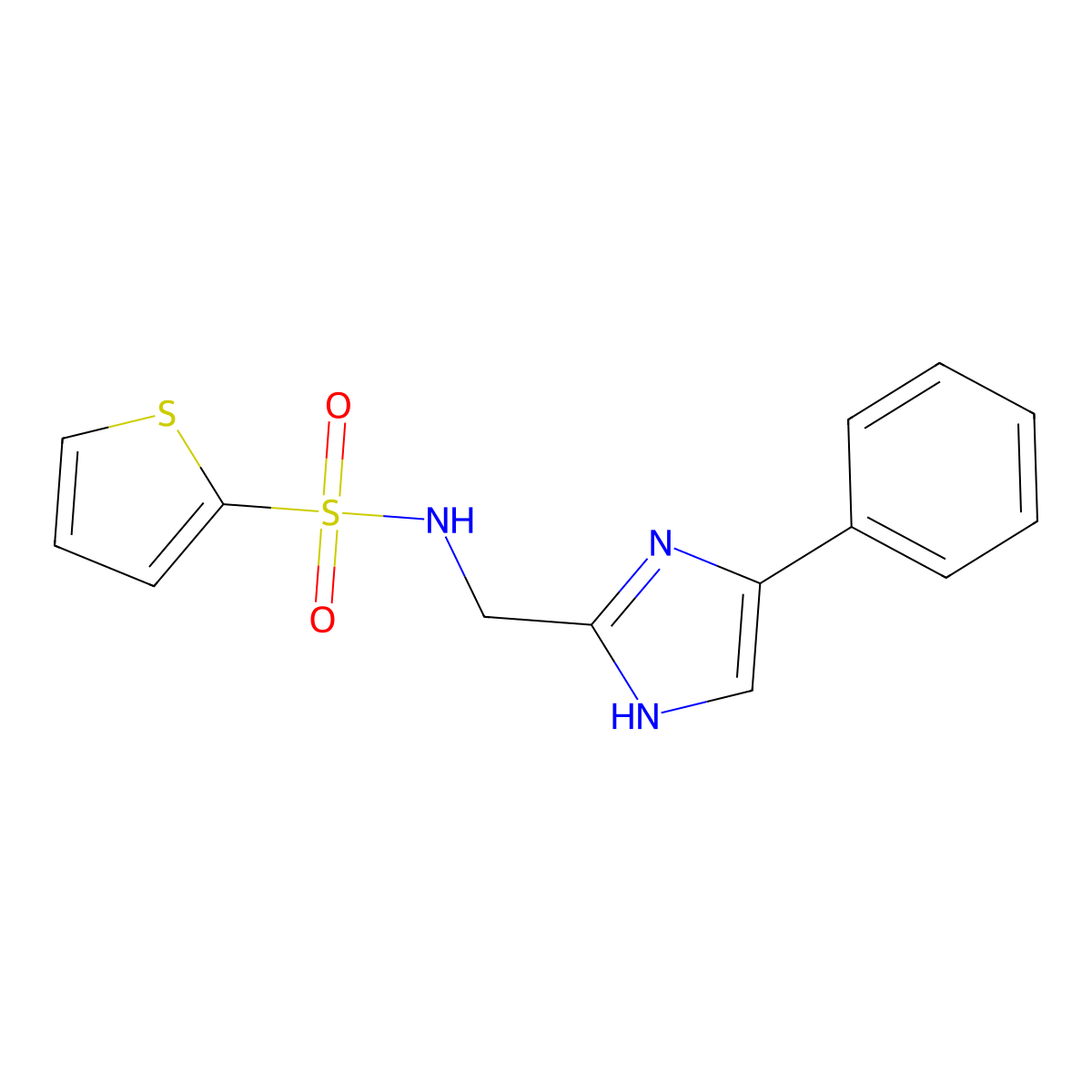 N-((4-phenyl-1H-imidazol-2-yl)methyl)thiophene-2-sulfonamide molecular structure, CAS 1421514-12-6