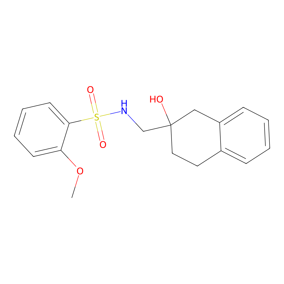 N-((2-hydroxy-1,2,3,4-tetrahydronaphthalen-2-yl)methyl)-2-methoxybenzenesulfonamide molecular structure, CAS 1421514-16-0