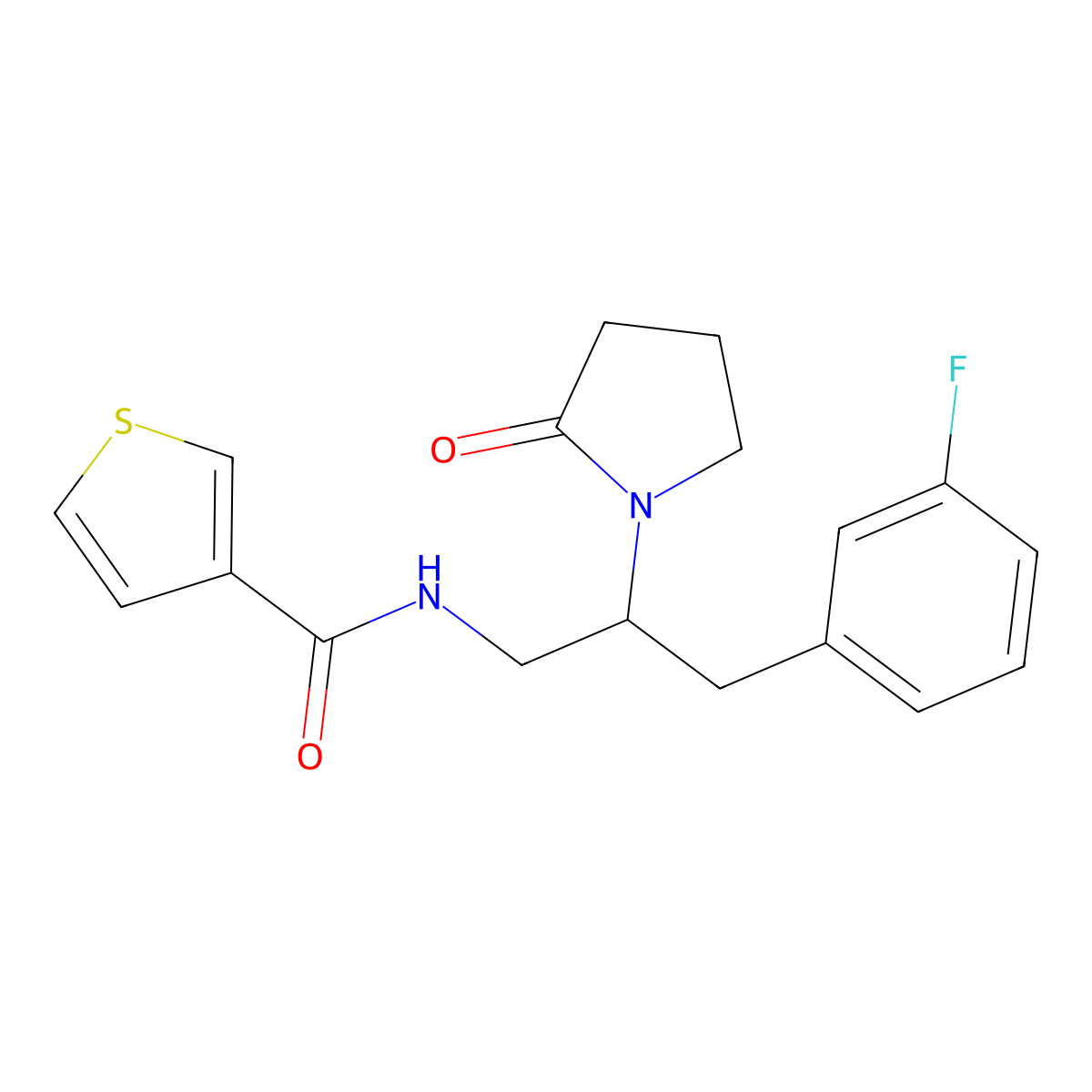 N-[3-(3-Fluorophenyl)-2-(2-oxopyrrolidin-1-YL)propyl]thiophene-3-carboxamide molecular structure, CAS 1421514-66-0