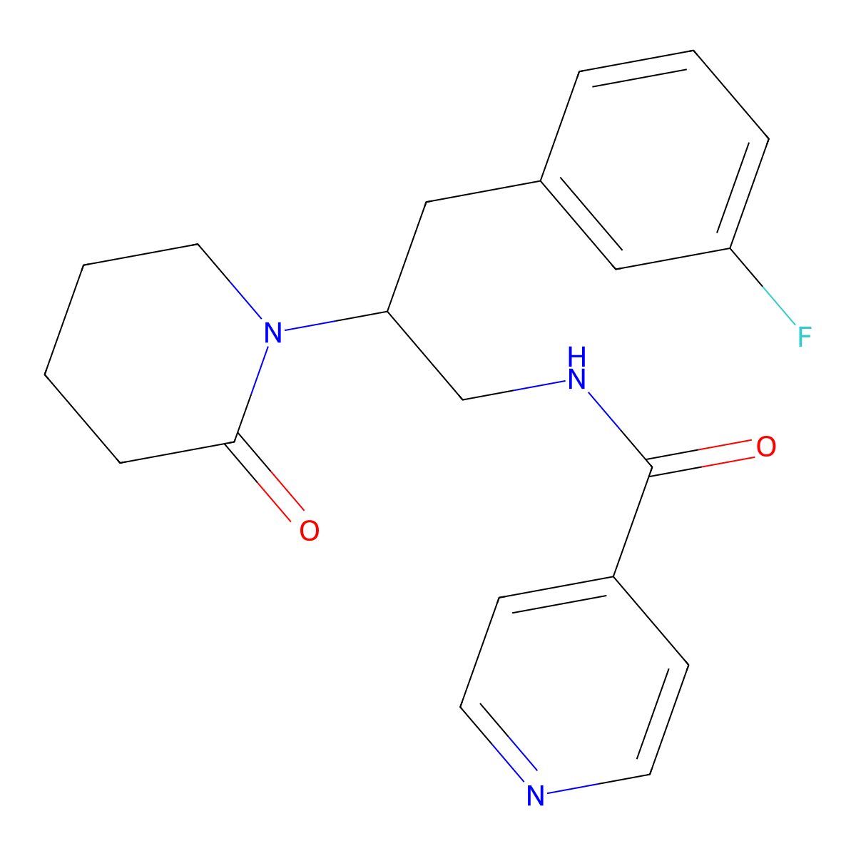 N-(3-(3-fluorophenyl)-2-(2-oxopiperidin-1-yl)propyl)isonicotinamide molecular structure, CAS 1421514-82-0