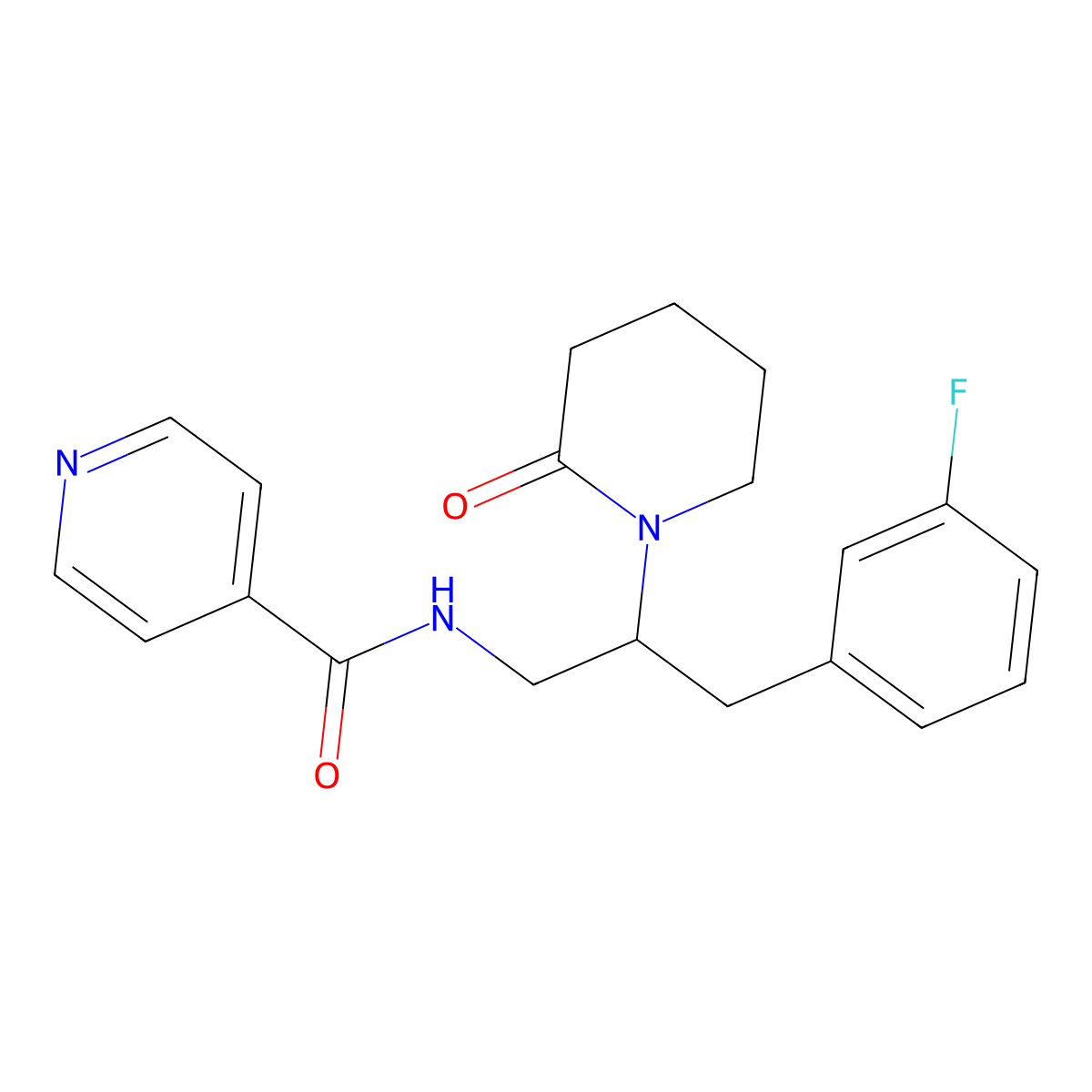 N-(3-(3-fluorophenyl)-2-(2-oxopiperidin-1-yl)propyl)isonicotinamide molecular structure, CAS 1421514-82-0