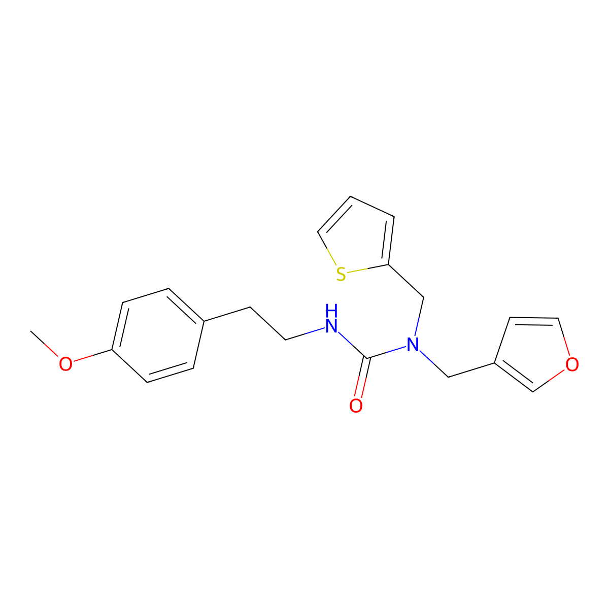 1-(Furan-3-ylmethyl)-3-(4-methoxyphenethyl)-1-(thiophen-2-ylmethyl)urea molecular structure, CAS 1421514-87-5