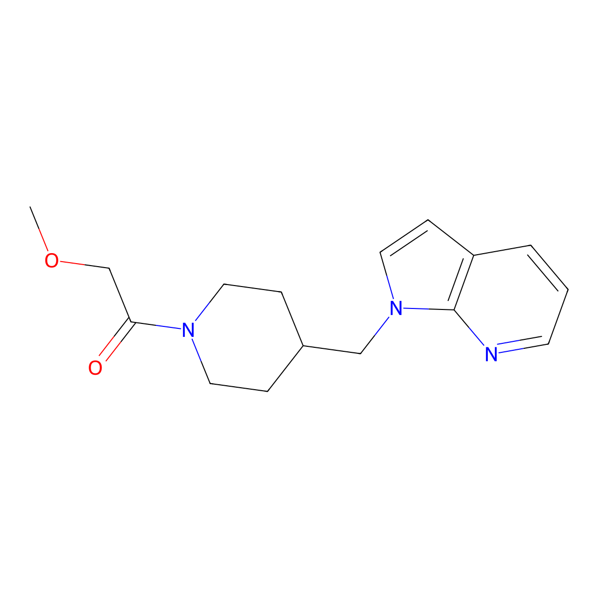 1-(4-((1H-pyrrolo[2,3-b]pyridin-1-yl)methyl)piperidin-1-yl)-2-methoxyethanone molecular structure, CAS 1421515-08-3