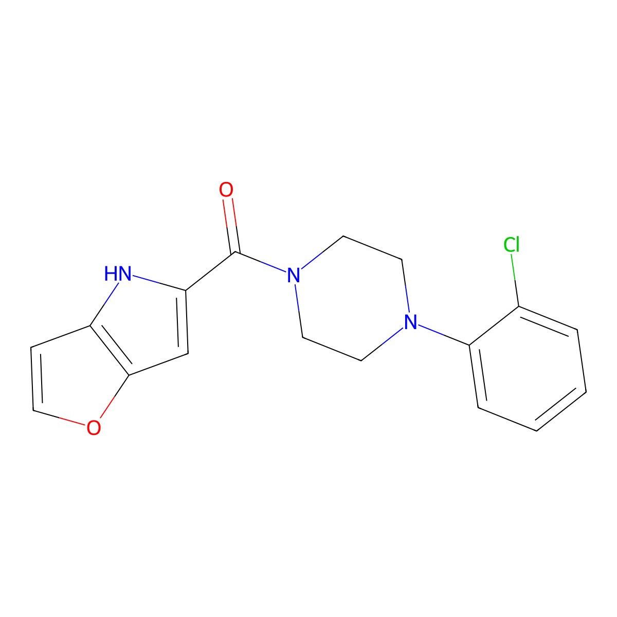 (4-(2-chlorophenyl)piperazin-1-yl)(4H-furo[3,2-b]pyrrol-5-yl)methanone molecular structure, CAS 1421515-12-9