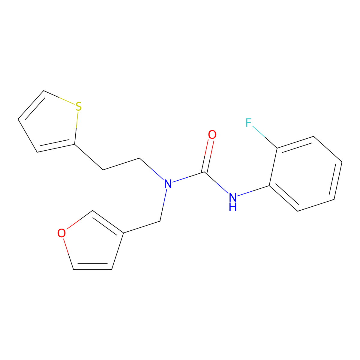3-(2-Fluorophenyl)-1-(furan-3-ylmethyl)-1-(2-(thiophen-2-yl)ethyl)urea molecular structure, CAS 1421515-17-4