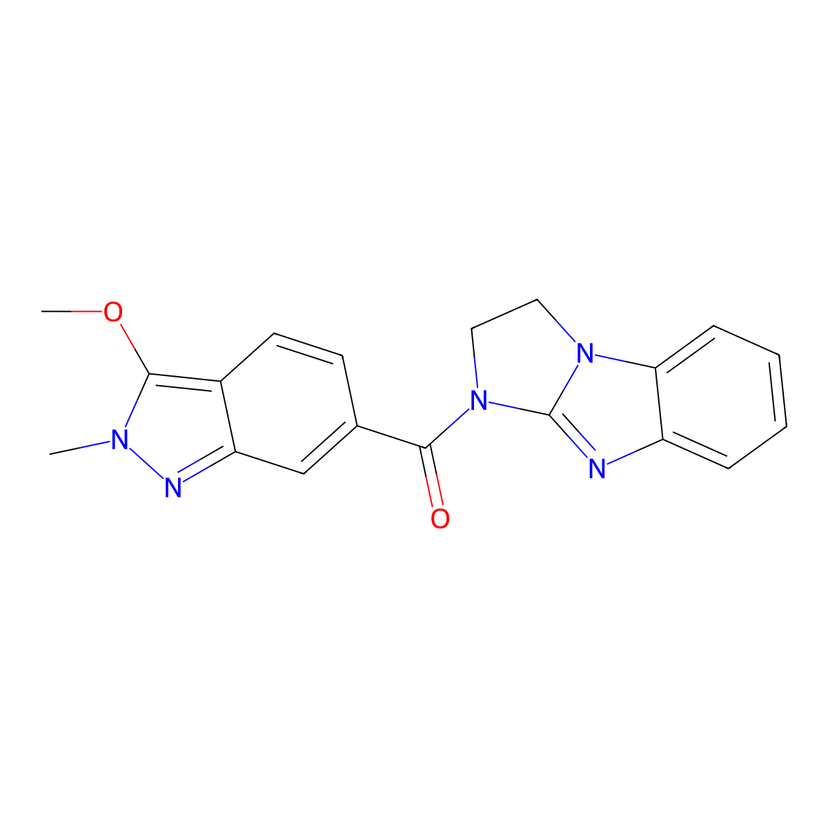 (2,3-dihydro-1H-benzo[d]imidazo[1,2-a]imidazol-1-yl)(3-methoxy-2-methyl-2H-indazol-6-yl)methanone molecular structure, CAS 1421515-21-0