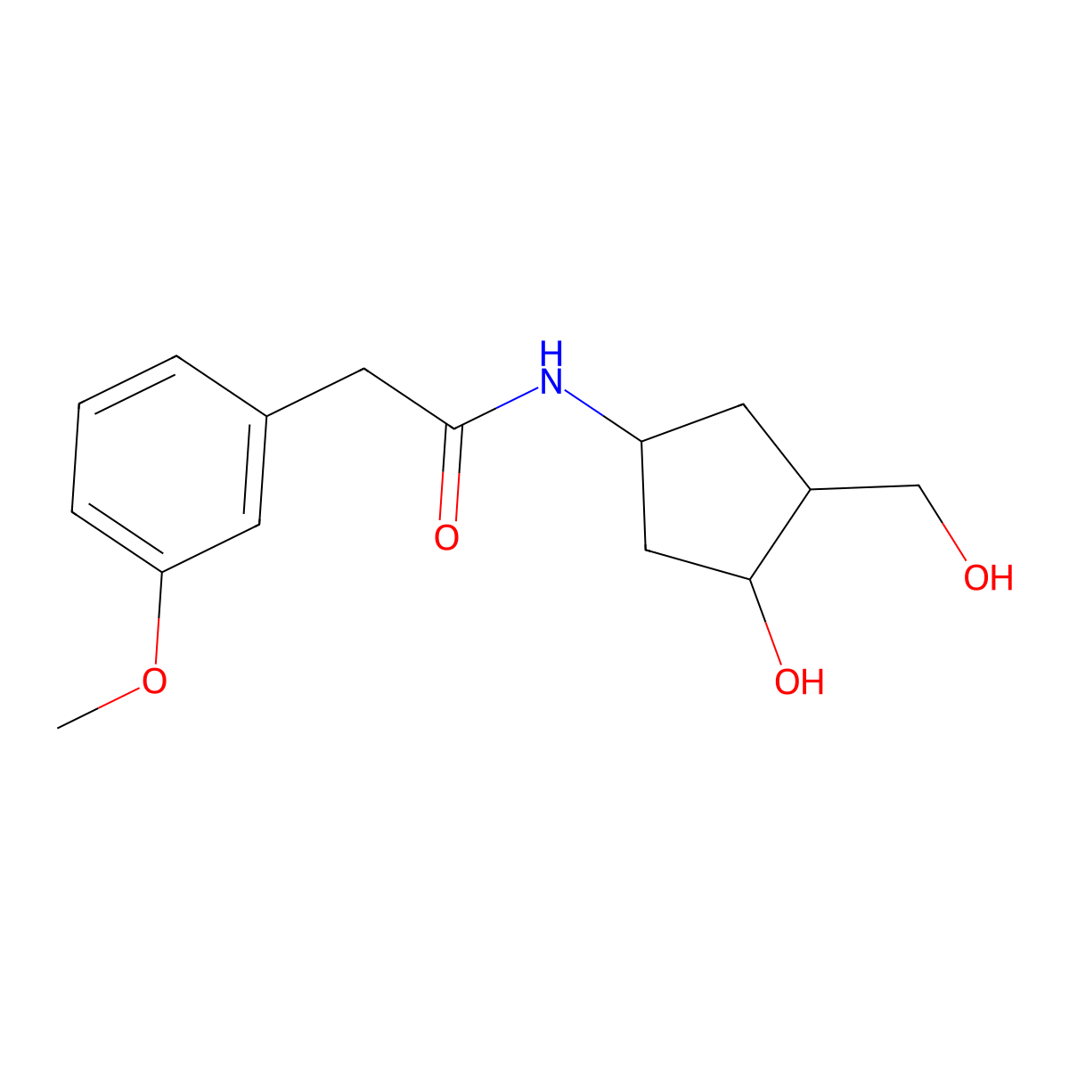 N-[3-Hydroxy-4-(hydroxymethyl)cyclopentyl]-2-(3-methoxyphenyl)acetamide molecular structure, CAS 1421515-22-1