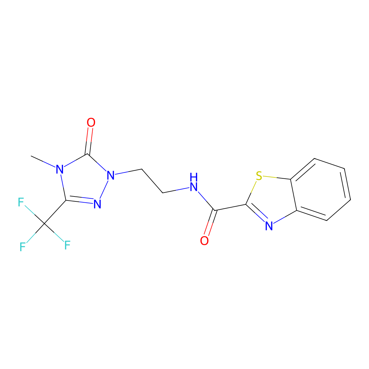 N-(2-(4-methyl-5-oxo-3-(trifluoromethyl)-4,5-dihydro-1H-1,2,4-triazol-1-yl)ethyl)benzo[d]thiazole-2-carboxamide molecular structure, CAS 1421515-23-2