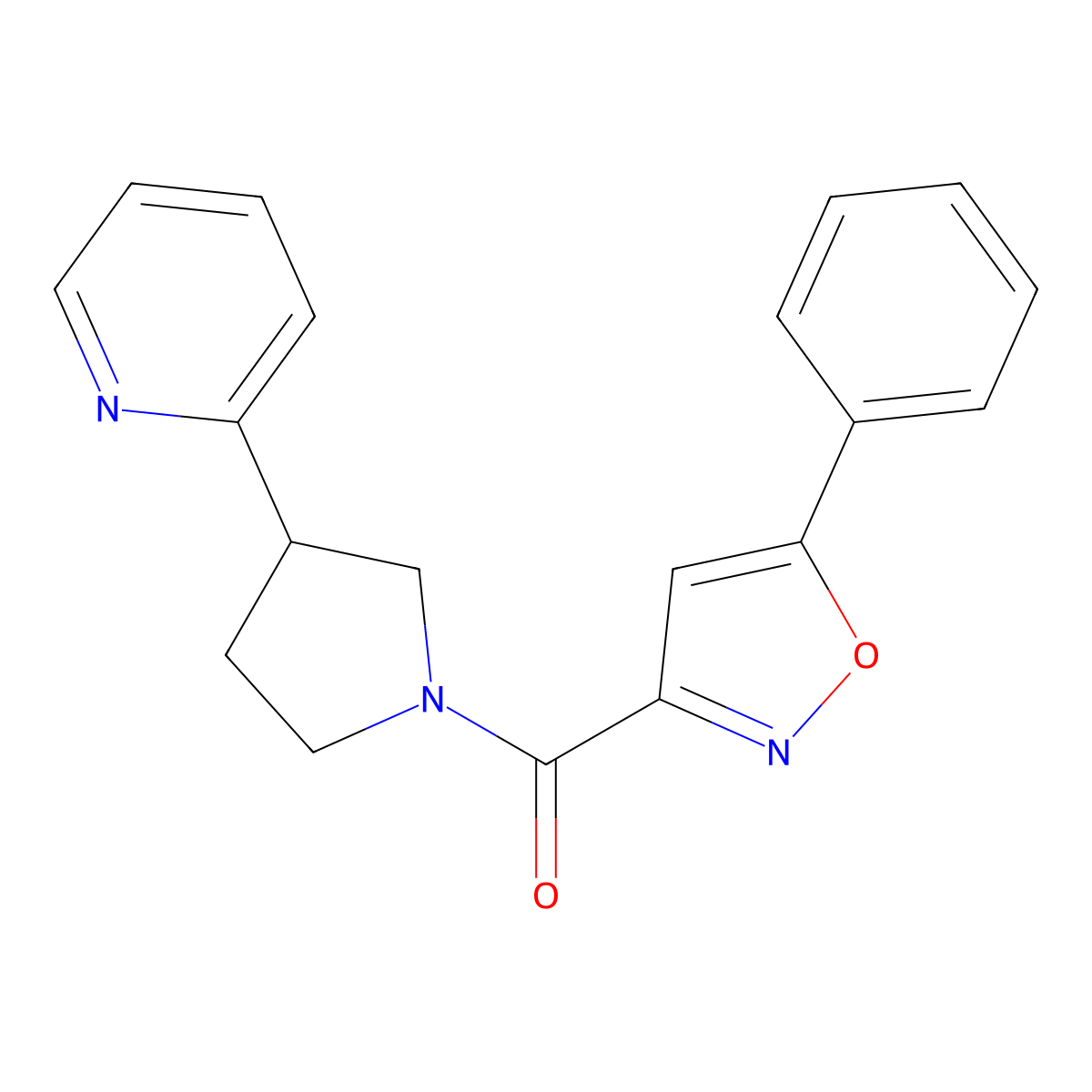 (5-Phenylisoxazol-3-yl)(3-(pyridin-2-yl)pyrrolidin-1-yl)methanone molecular structure, CAS 1421515-27-6