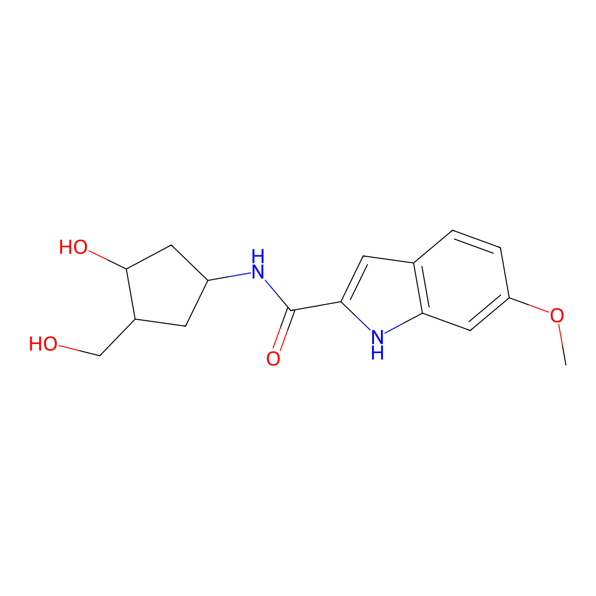 N-[3-Hydroxy-4-(hydroxymethyl)cyclopentyl]-6-methoxy-1H-indole-2-carboxamide molecular structure, CAS 1421515-30-1