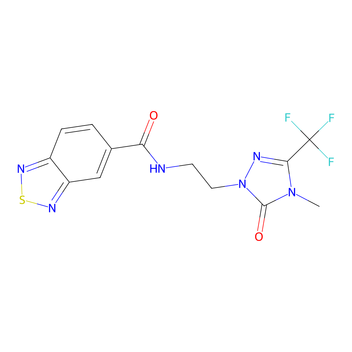 N-(2-(4-methyl-5-oxo-3-(trifluoromethyl)-4,5-dihydro-1H-1,2,4-triazol-1-yl)ethyl)benzo[c][1,2,5]thiadiazole-5-carboxamide molecular structure, CAS 1421515-31-2