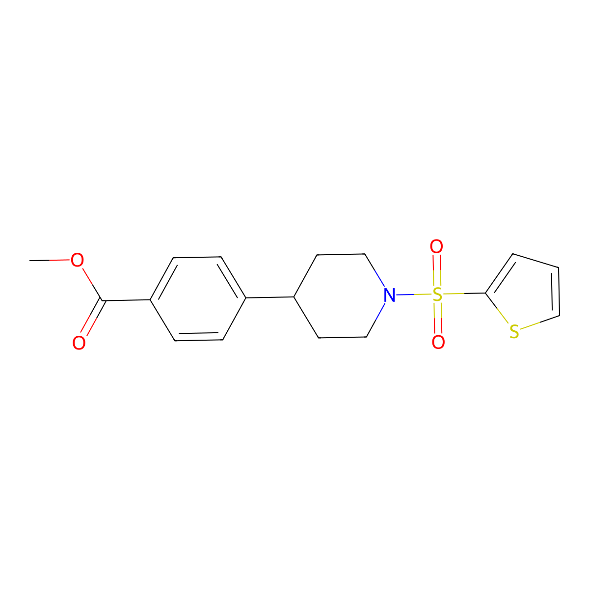 Methyl 4-(1-(thiophen-2-ylsulfonyl)piperidin-4-yl)benzoate molecular structure, CAS 1421515-61-8