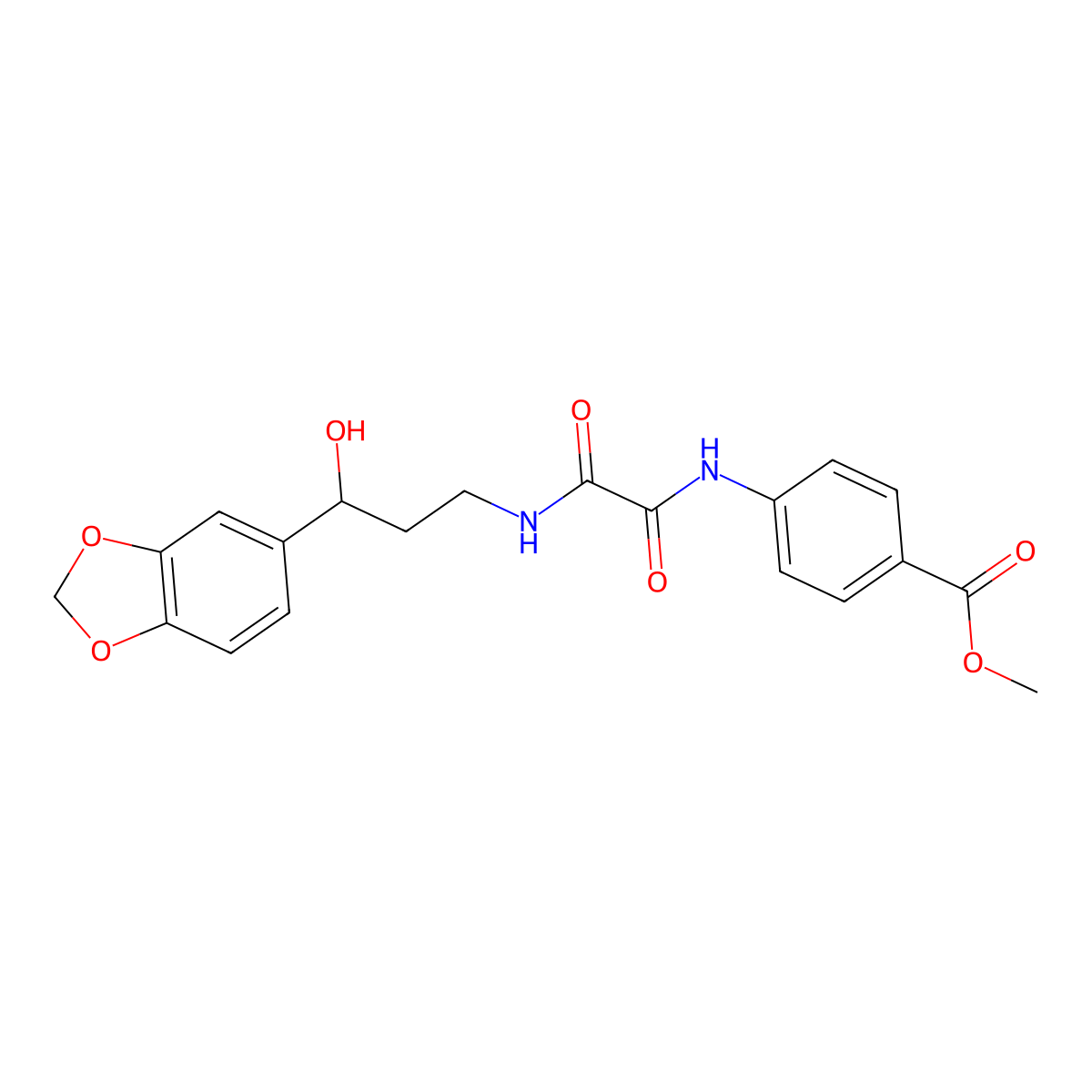 Methyl 4-(2-((3-(benzo[d][1,3]dioxol-5-yl)-3-hydroxypropyl)amino)-2-oxoacetamido)benzoate molecular structure, CAS 1421515-77-6