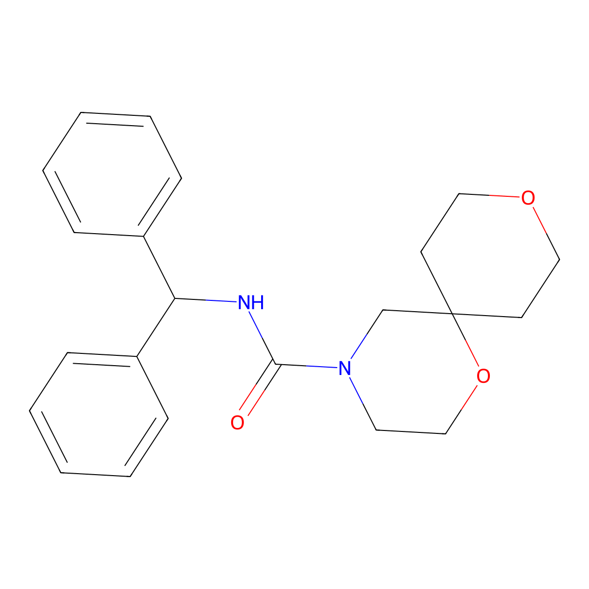 N-benzhydryl-1,9-dioxa-4-azaspiro[5.5]undecane-4-carboxamide molecular structure, CAS 1421515-79-8