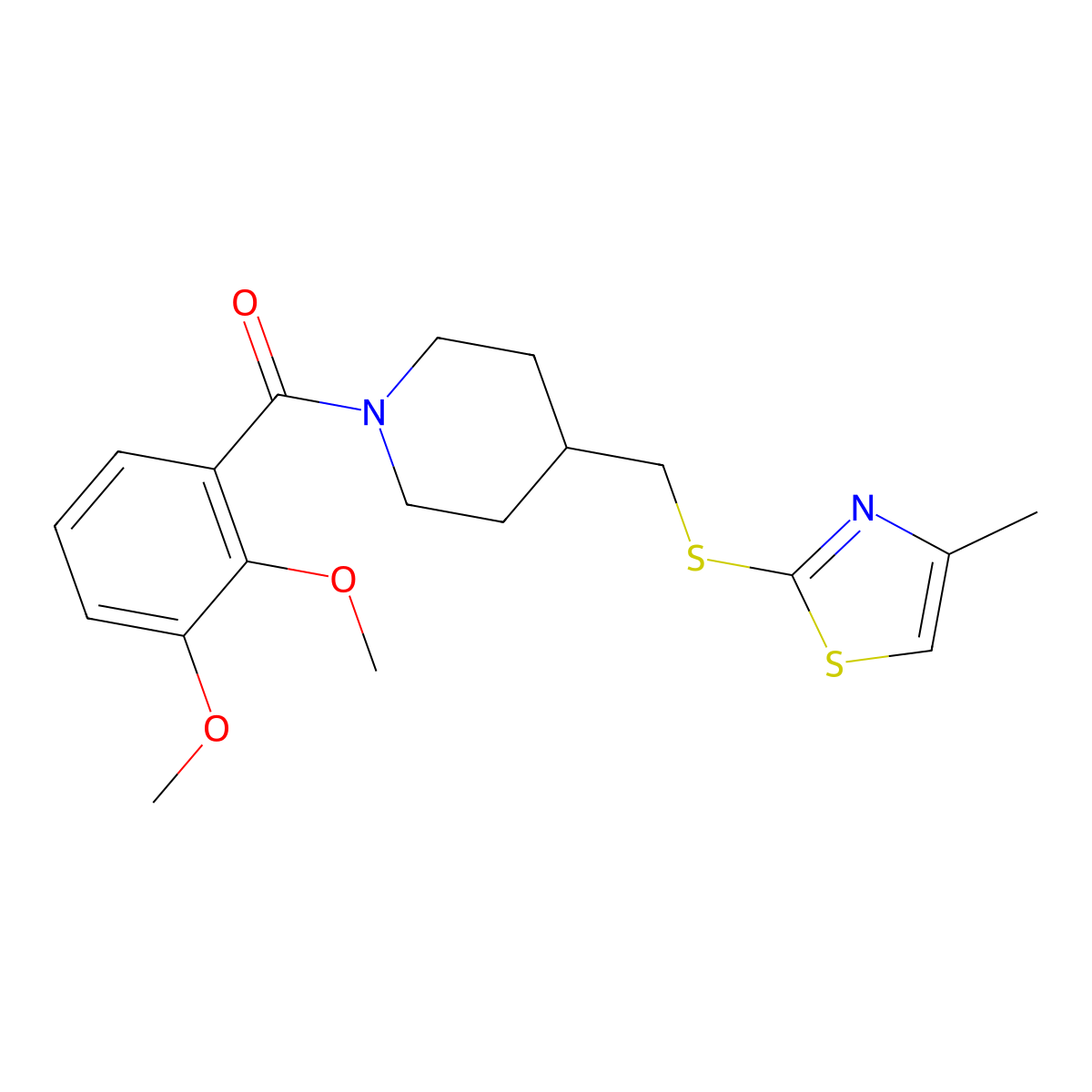 (2,3-Dimethoxyphenyl)(4-(((4-methylthiazol-2-yl)thio)methyl)piperidin-1-yl)methanone molecular structure, CAS 1421515-80-1
