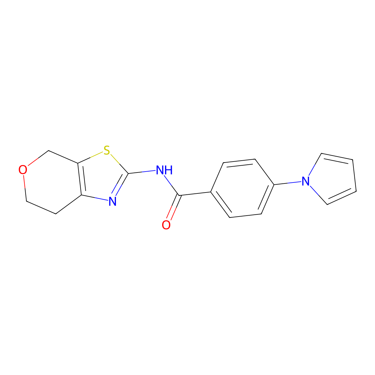 N-(6,7-dihydro-4H-pyrano[4,3-d]thiazol-2-yl)-4-(1H-pyrrol-1-yl)benzamide molecular structure, CAS 1421515-81-2